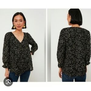 Tuckernuck Organza Easton Women's Blouse Numerous Sizes Black With Gold